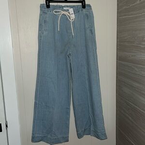 NWT LOFT wide leg drawstring pant, size M, light denim blue